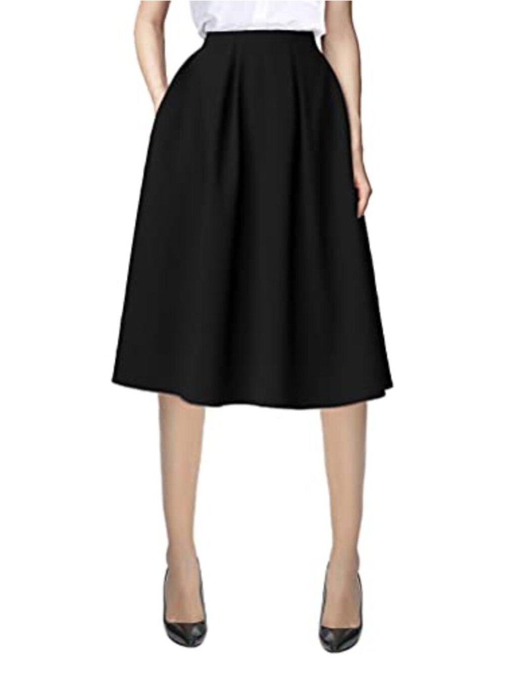 Urban CoCo Women's A-Line Midi Skirt with Pockets Work Casual
